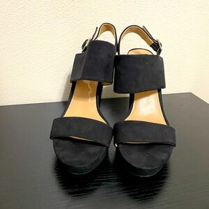 Black suede chunky heels